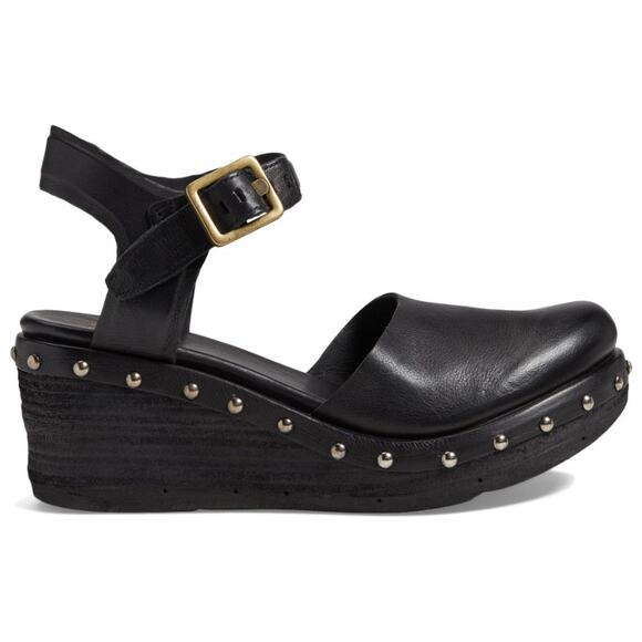 A.S.98 Pietro Wedge Heel Pumps Round Toe Studded Black Womens US 8.5 EU 39 UK 6 - Picture 2 of 12